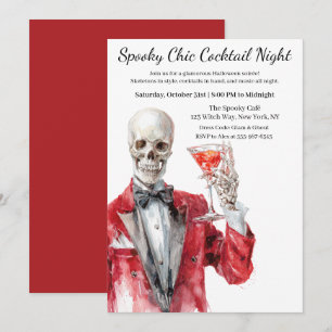 Halloween Cocktail Party   Spooky Chic Night Invitation