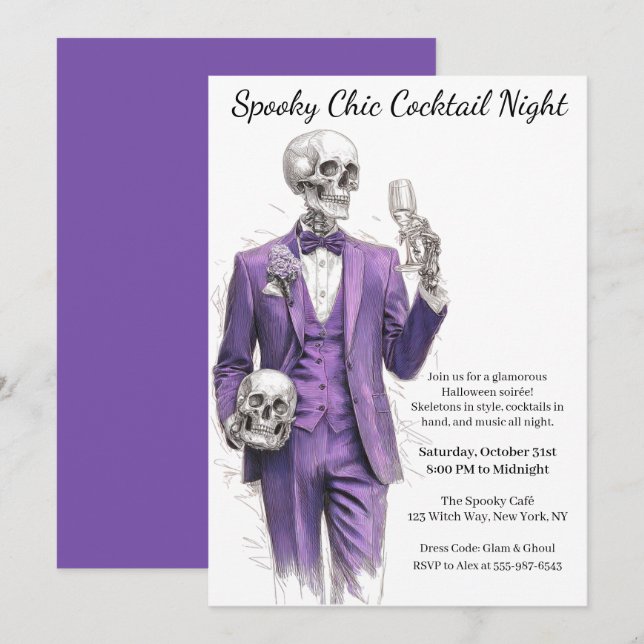 Halloween Cocktail Party | Spooky Chic Night Invitation (Front/Back)