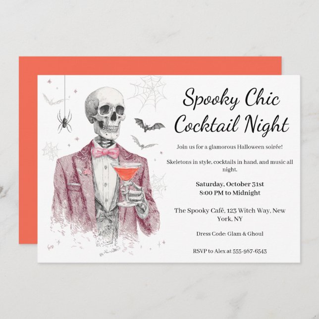 Halloween Cocktail Party | Spooky Chic Night Invitation (Front/Back)