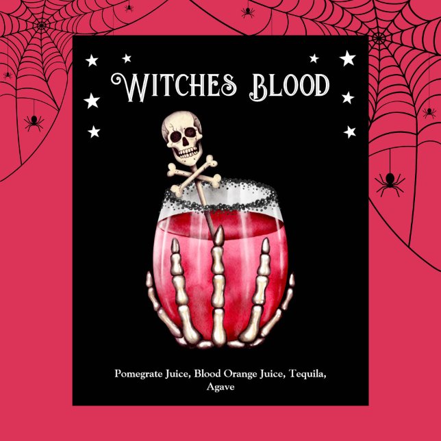 Halloween Cocktail Party Witches Blood Recipe  Poster (Halloween Cocktail Party Witches Blood Recipe Poster)