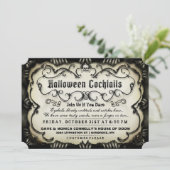 Halloween Cocktails Gothic Black & Tan Invite (Standing Front)