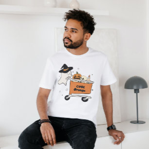 HALLOWEEN CODE ORANGE GHOST PUSHING SHOPPING CART T-Shirt