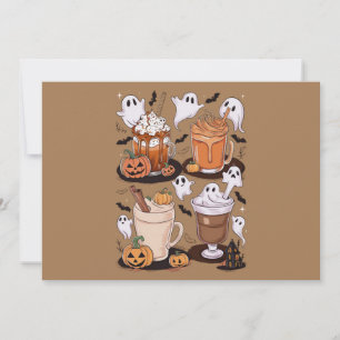 Halloween Coffee Cute Fall Iced Coffee Lover Gift  Holiday Card