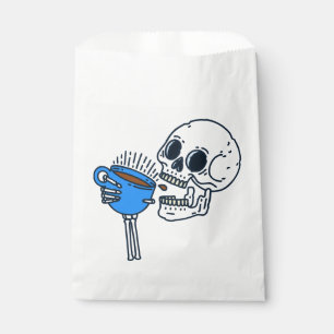 halloween coffee drinking skull skeleton blue  favour bag
