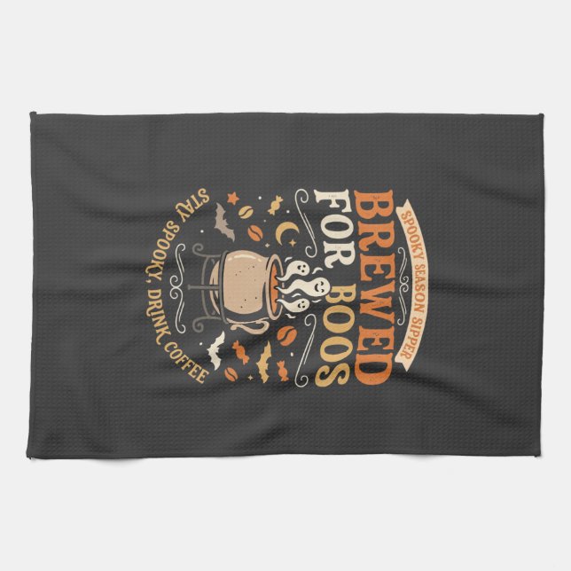 Halloween Coffee Ghost Celebration Kitchen Towel (Horizontal)