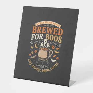 Halloween Coffee Ghost Celebration Pedestal Sign