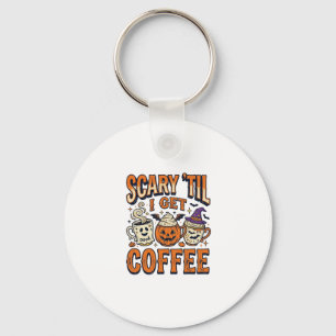 Halloween Coffee Scary Until Coffee Vintage Shirt_ Keychain