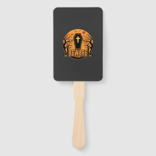 Halloween Coffin Beware Pumpkin Horror Design_1 Hand Fan