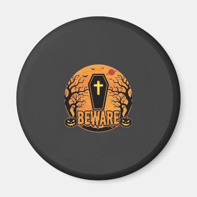 Halloween Coffin Beware Pumpkin Horror Design_1 Magnet (Front)