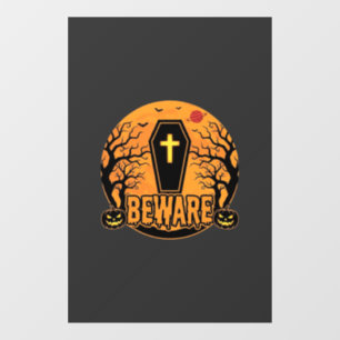 Halloween Coffin Beware Pumpkin Horror Design_1 Window Cling