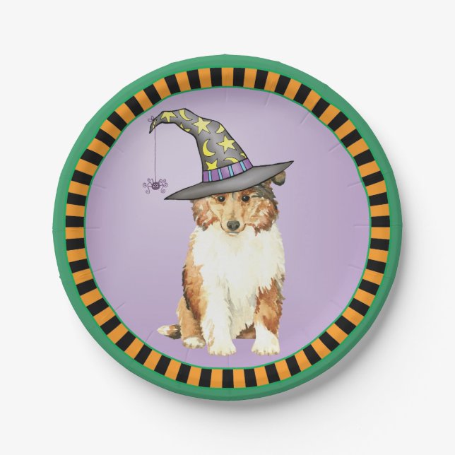 Halloween Collie Paper Plate (Front)