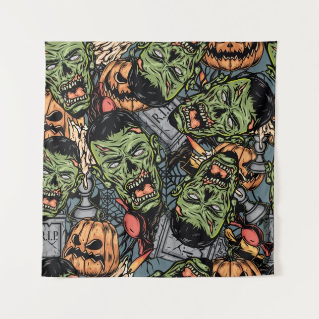 Halloween colorful elements seamless pattern with  tapestry (Front)