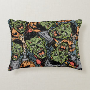 Halloween colourful elements seamless pattern with accent pillow
