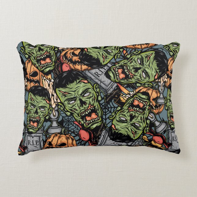 Halloween colourful elements seamless pattern with accent pillow (Front)