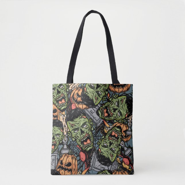 Halloween colourful elements seamless pattern with tote bag (Front)