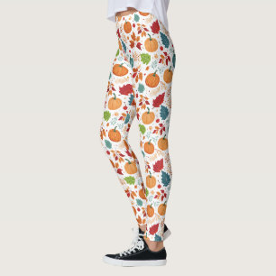 Halloween Colourful Pumpkins and leaves Leggings