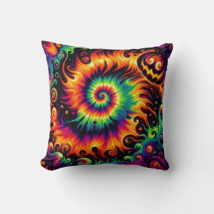 Halloween Colours & Fun Pumpkin Tie-dye Throw Pillow