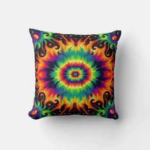 Halloween Colours Ovel Tie-Dye Throw Pillow