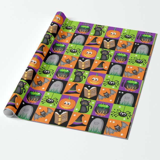 Halloween Colours Wrapping Paper (Unrolled)