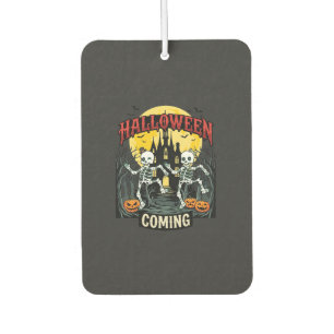 Halloween Coming Dancing Skeletons Castle Pumpkins Air Freshener