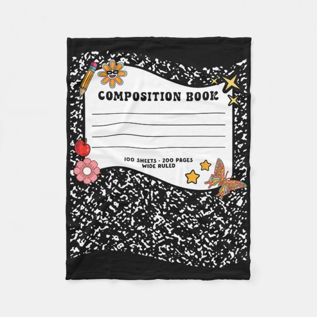 Halloween Composition Book Notebook Funny Teacher  Fleece Blanket (Front)