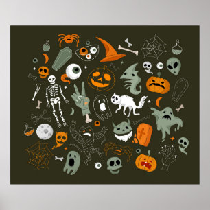 Halloween concept illustration with Sign and symbo