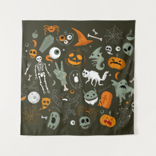 Halloween concept illustration with Sign and symbo Tapestry