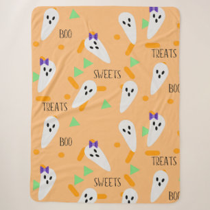 Halloween Confetti Sprinkles Ghost Treats Sherpa Blanket