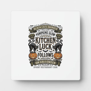 Halloween Cook Shirt Vintage Black Cat Pumpkin Kit Plaque
