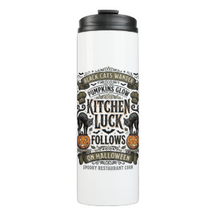 Halloween Cook Shirt Vintage Black Cat Pumpkin Kit Thermal Tumbler