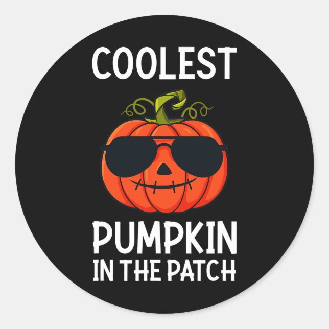 Halloween Coolest Pumpkin In The Patch Fun Boys Gi Classic Round Sticker (Front)