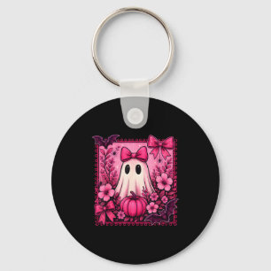 Halloween Coquette Bow Cute Ghost Floral Girl Wome Keychain