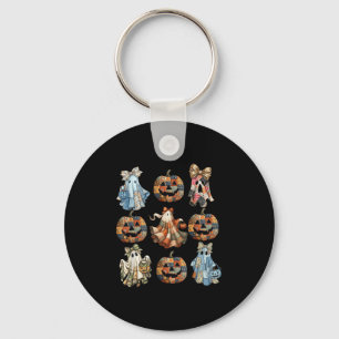 Halloween Coquette Bow Pumpkin Ghost Patchwork Sok Keychain