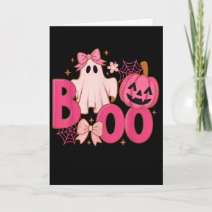 Halloween Coquette Bow Pumpkin Ghost Spooky Boo Wo Card