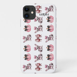 Halloween Coquette Bulldog Bow pumpkin iphone 11 Case