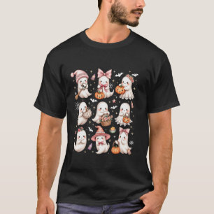 Halloween Coquette Cute Ghosts Bows Ghosts Pumpkin T-Shirt