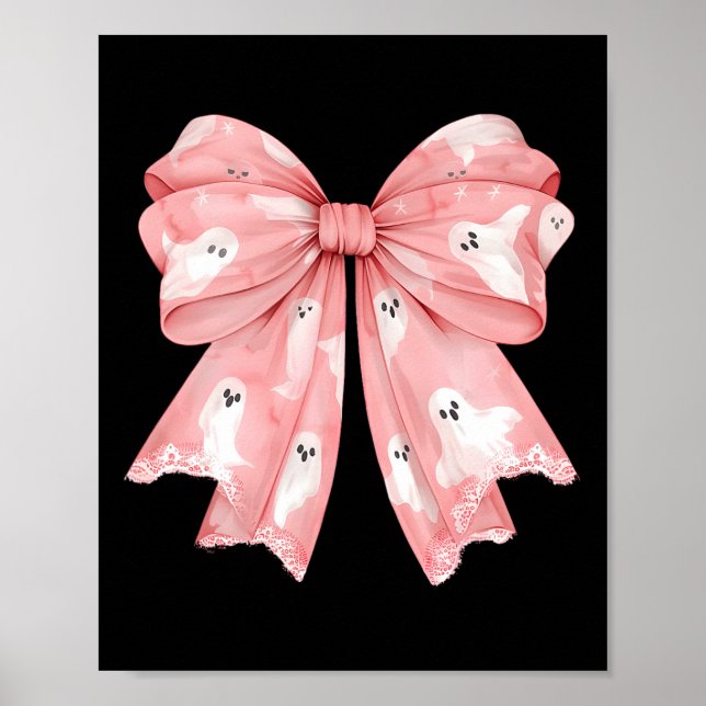 Halloween Coquette Ghost Bow Cute Girly Soft Girl  Poster (Front)