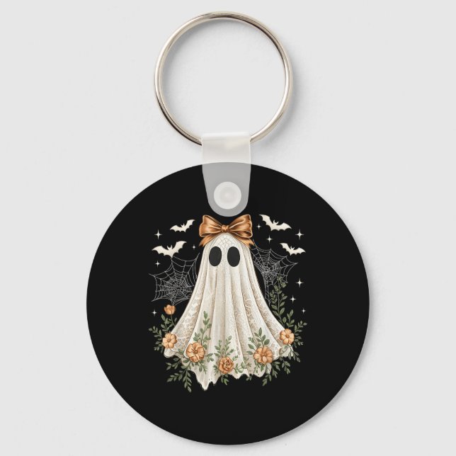 Halloween Coquette Lace Ghost Boo Boojee Soky Seas Keychain (Front)