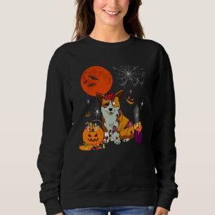 Halloween Corgi Dog Scary Zombie Costume Candy Bas Sweatshirt