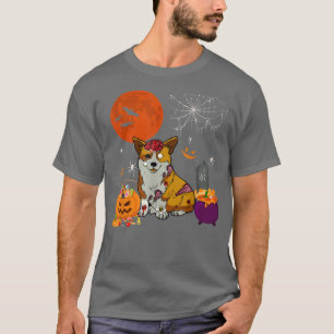 Halloween Corgi Dog Scary Zombie Costume Candy Bas T-Shirt