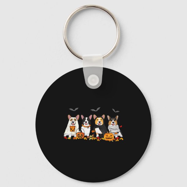 Halloween Corgi Ghost Soky Corgi Lovers Dog Mama P Keychain (Front)