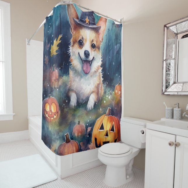 Halloween Corgi With Pumpkins Scary (In Situ)
