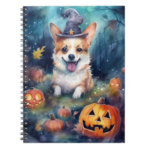 Halloween Corgi With Pumpkins Scary Notebook