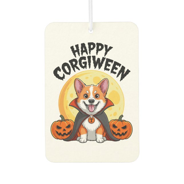 Halloween Corgiween, Spooky Corgi Dog Air Freshener (Front)