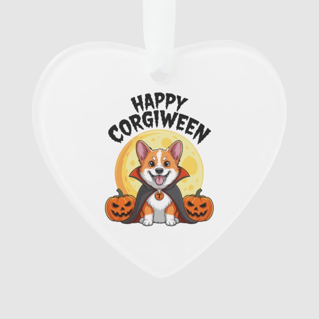 Halloween Corgiween, Spooky Corgi Dog Ornament (Front)
