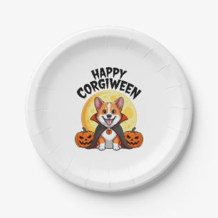 Halloween Corgiween, Spooky Corgi Dog Paper Plate