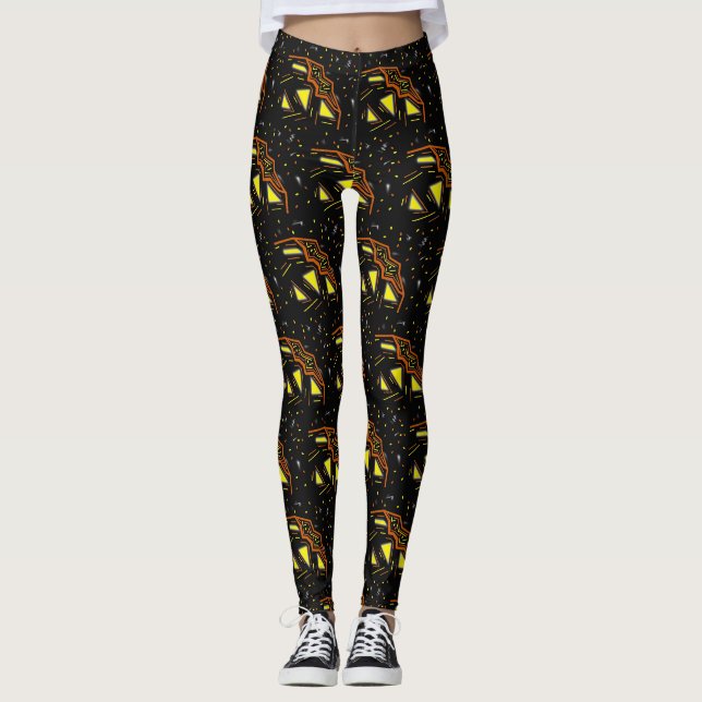 Halloween Cosmic Pumpkin Outer Space Jack OLantern Leggings (Front)