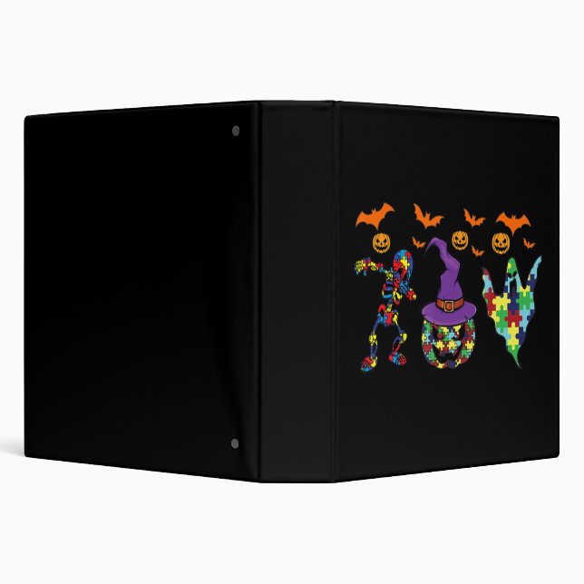 Halloween costume Autism Awareness Pumpkin Witch P Binder (Background)