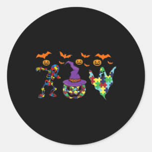Halloween costume Autism Awareness Pumpkin Witch P Classic Round Sticker