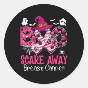 Halloween Costume Boo Scare Away Breast Cancer Classic Round Sticker